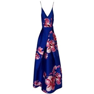 Macy's Blue Dress with Pink Floral Accents